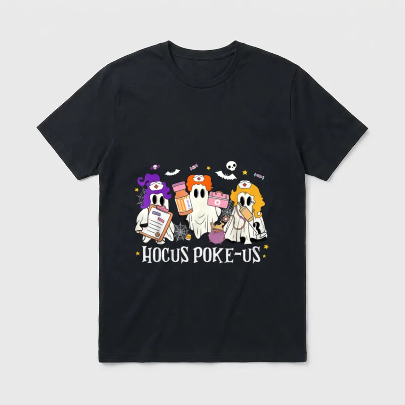 Hocus Poke-us Witch Nurse Halloween Lab T-Shirt – Classic T-Shirt in Black
