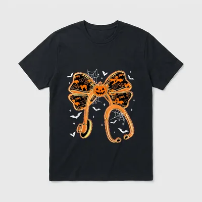 Halloween Nurse Coquette Bow Stethoscope T-Shirt – Classic T-Shirt in Black