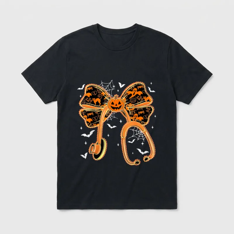 Halloween Nurse Coquette Bow Stethoscope T-Shirt – Classic T-Shirt in Black