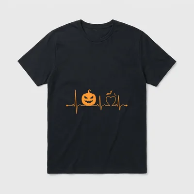 Pumpkin Heartbeat Halloween Nurse Doctor T-Shirt – Classic T-Shirt in Black