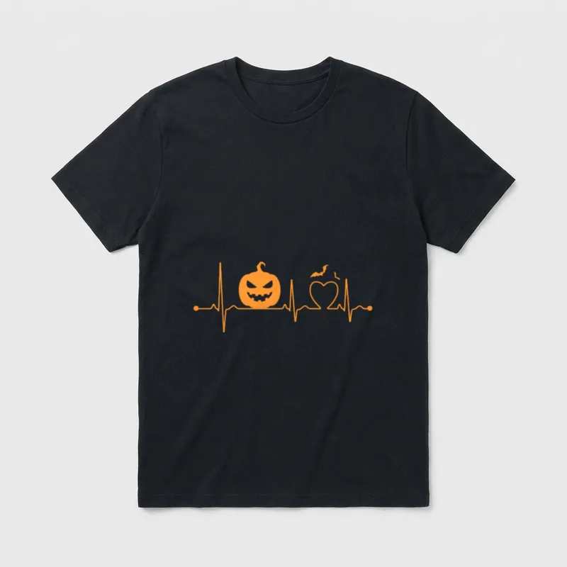 Pumpkin Heartbeat Halloween Nurse Doctor T-Shirt – Classic T-Shirt in Black
