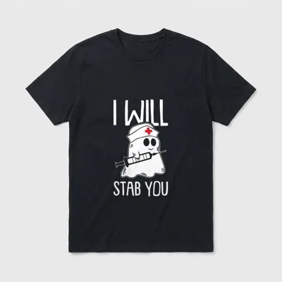 Stab You Lazy Halloween Costume RN T-Shirt – Classic T-Shirt in Black