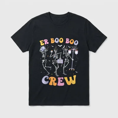 Dancing Skeleton ER Nurse Boo Crew T-Shirt – Classic T-Shirt in Black