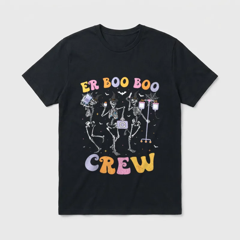 Dancing Skeleton ER Nurse Boo Crew T-Shirt – Classic T-Shirt in Black