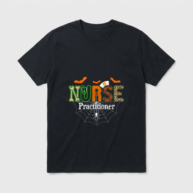 Nurse Practitioner Halloween Pumpkin Leopard T-Shirt – Classic T-Shirt in Black