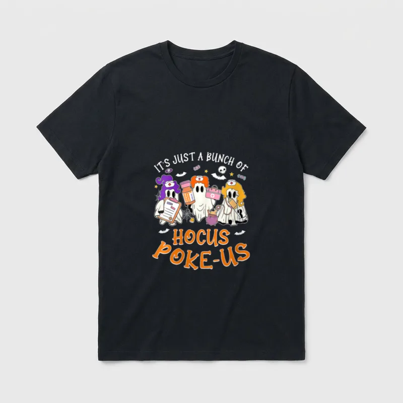 Witch Nurse Halloween T-Shirt – IT'S JUST A BUNCH OF HOCUS POKE-US – Classic T-Shirt in Black
