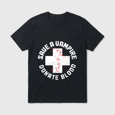 Vampire Donate Blood Funny Nurse Halloween T-Shirt – Classic T-Shirt in Black