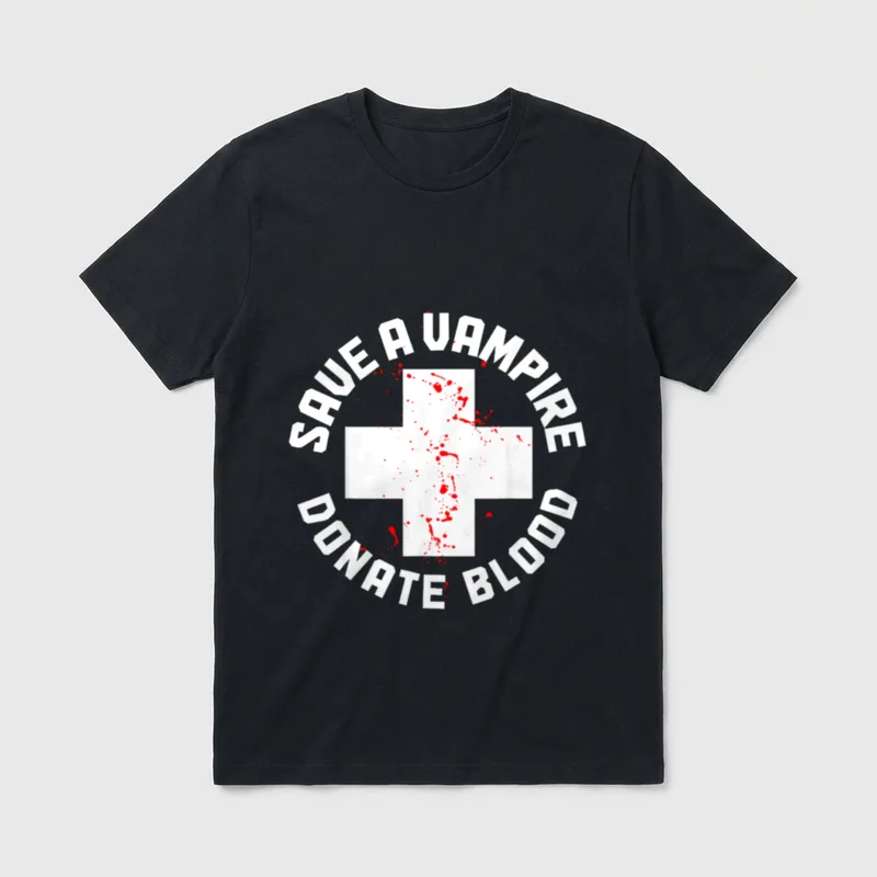 Vampire Donate Blood Funny Nurse Halloween T-Shirt – Classic T-Shirt in Black