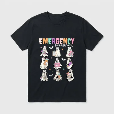 Emergency Department Ghost ER Nurse Halloween T-Shirt – Classic T-Shirt in Black