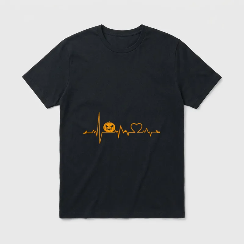 Halloween Heartbeat Pumpkin EKG Nurse Costume T-Shirt – Classic T-Shirt in Black