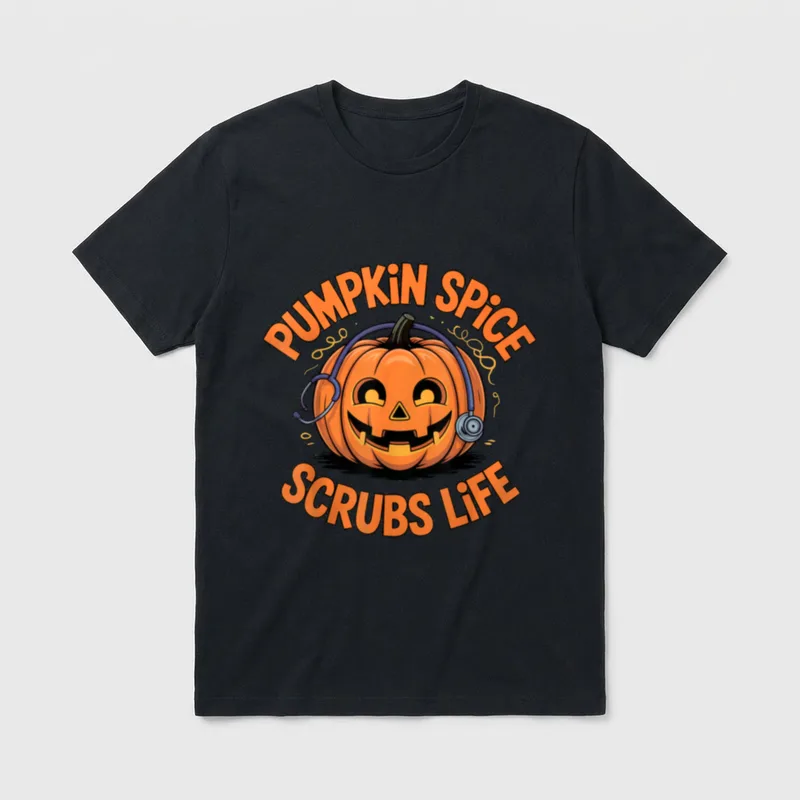 Pumpkin Spice Scrubs Life Nurse T-Shirt – Classic T-Shirt in Black