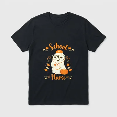 Ghost Halloween School Nurse Nursing Fall T-Shirt – Classic T-Shirt in Black