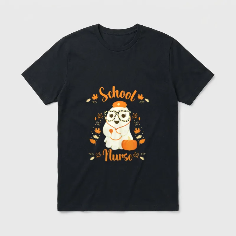 Ghost Halloween School Nurse Nursing Fall T-Shirt – Classic T-Shirt in Black