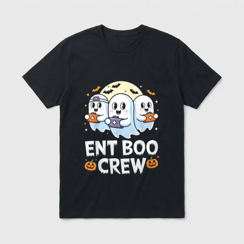 Spooky ENT Boo Crew Halloween Nurse T-Shirt – Classic T-Shirt in Black