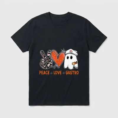 Peace Love Gastro Ghost Nurse Gastroenterology T-Shirt – Classic T-Shirt in Black