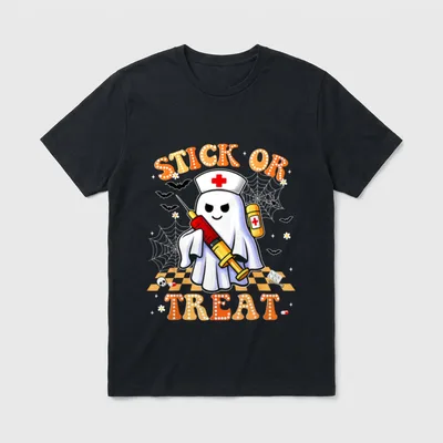 Trick or Treat Boo Nurse Halloween T-Shirt – Classic T-Shirt in Black