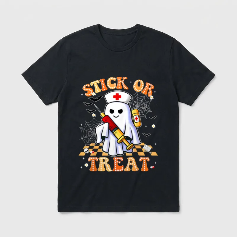Trick or Treat Boo Nurse Halloween T-Shirt – Classic T-Shirt in Black