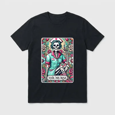 The Nurse Skeleton Tarot Card Nursing T-Shirt – Classic T-Shirt in Black