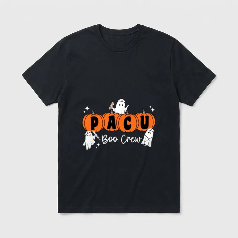 Boo Crew Ghost Pumpkin for Nurse T-Shirt – PACU Boo Crew lettering with pumpkins and ghosts – Classic T-Shirt in Black