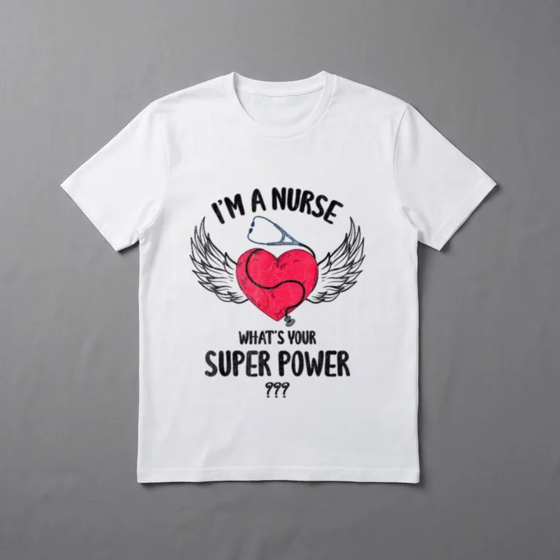 I Am a Nurse What T-Shirt – Winged heart with draped stethoscope and superpower nurse lettering – Classic T-Shirt in Black