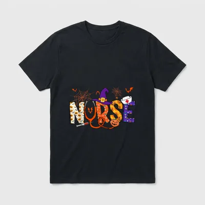 Spooky Nurse Witchy Vintage Hippie Halloween T-Shirt – Classic T-Shirt in Black