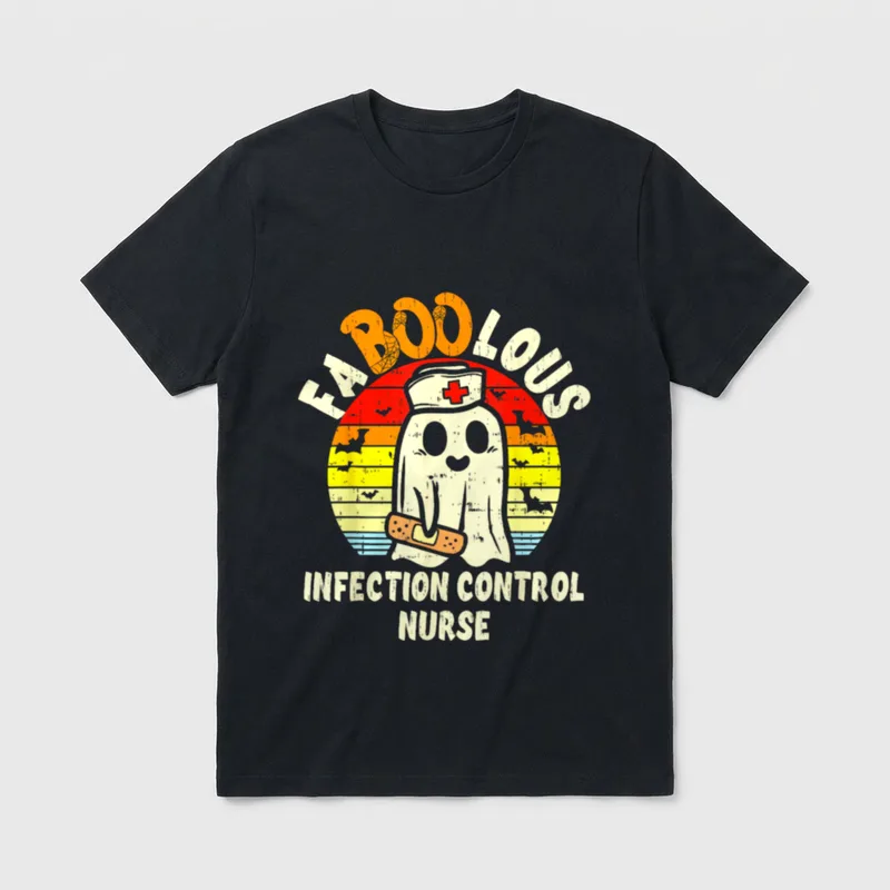 Faboolous Ghost Infection Control Nurse Halloween T-Shirt – Classic T-Shirt in Black