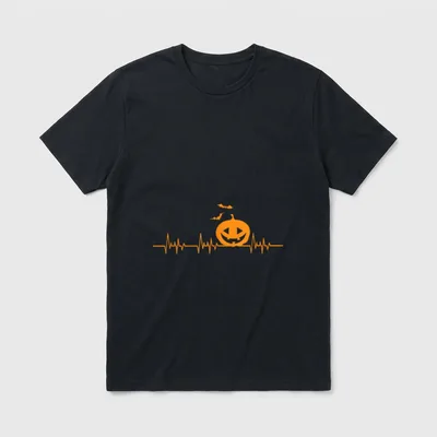 Carved Pumpkin Halloween Heartbeat Nurse T-Shirt – Classic T-Shirt in Black