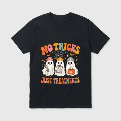 No Tricks Just Treatment Nurse Ghost T-Shirt – Classic T-Shirt in Black