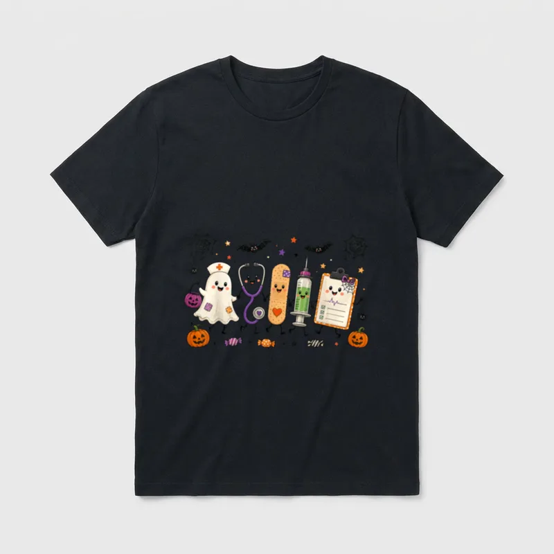 Halloween Nurse Ghost Medical Team T-Shirt – Classic T-Shirt in Black