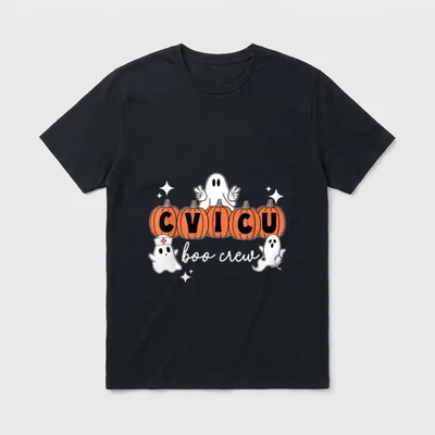 Halloween CVICU Boo Crew Pumpkin Nurse T-Shirt – Classic T-Shirt in Black