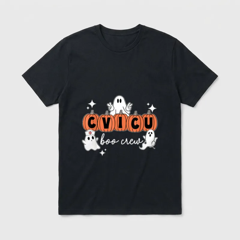 Halloween CVICU Boo Crew Pumpkin Nurse T-Shirt – Classic T-Shirt in Black