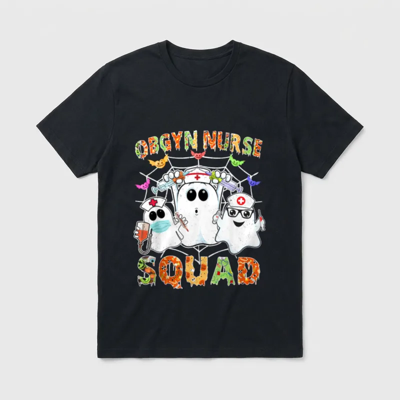 OBGYN Nurse Squad Boo Halloween Matching T-Shirt – Classic T-Shirt in Black