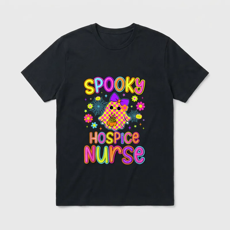 Spooky Hospice Nurse Halloween Nursing Coquette T-Shirt – Classic T-Shirt in Black