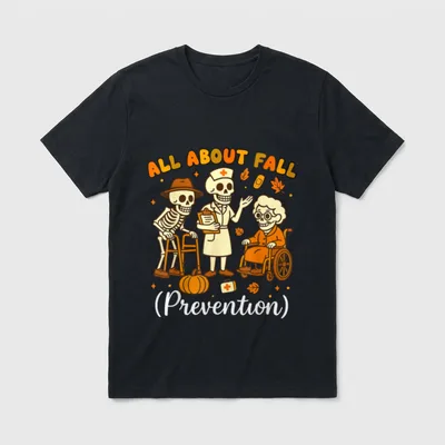 All About Fall Prevention Halloween Nurse T-Shirt – ALL ABOUT FALL (Prevention) – Classic T-Shirt in Black