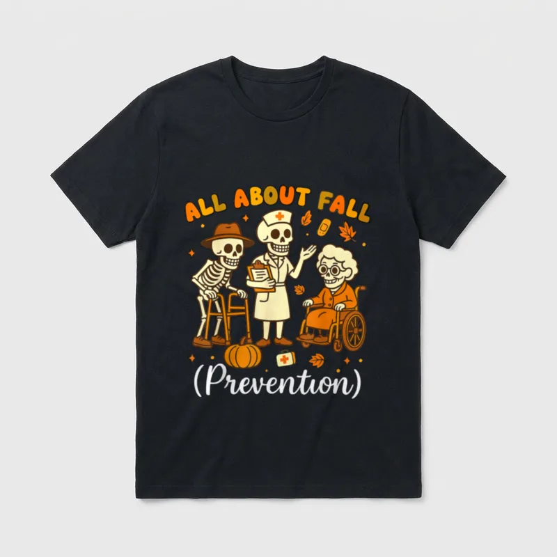 All About Fall Prevention Halloween Nurse T-Shirt – ALL ABOUT FALL (Prevention) – Classic T-Shirt in Black