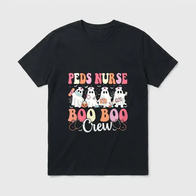 PEDS Nurse Boo Boo Crew Ghost T-Shirt – Classic T-Shirt in Black