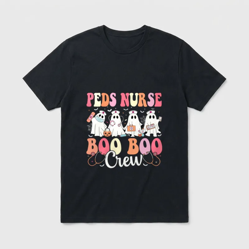 PEDS Nurse Boo Boo Crew Ghost T-Shirt – Classic T-Shirt in Black