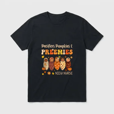 Pacifiers Pumpkins Preemies Fall Nicu Nurse T-Shirt – Classic T-Shirt in Black