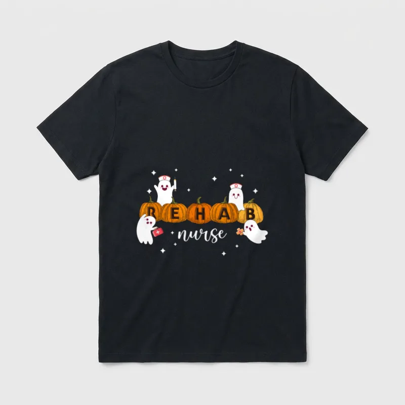 Rehab Nurse Pumpkin Halloween Nursing Health T-Shirt – Classic T-Shirt in Black