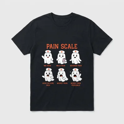 Spooky Ghost Pain Scale Trauma Nurse T-Shirt – Classic T-Shirt in Black