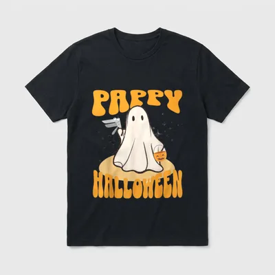 Halloween OBGYN Nurse T-Shirt – Ghost holding a speculum with Pappy Halloween lettering – Classic T-Shirt in Black