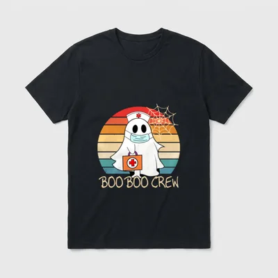 Boo Crew Ghost Halloween Night Shift T-Shirt – Classic T-Shirt in Black