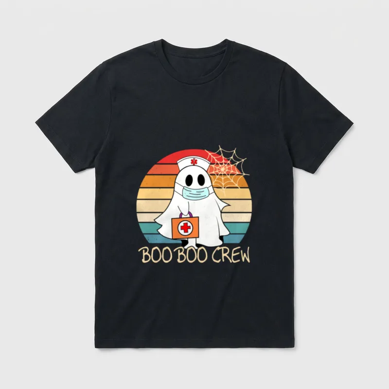 Boo Crew Ghost Halloween Night Shift T-Shirt – Classic T-Shirt in Black