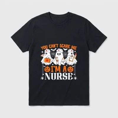 Scare Me I'm a Nurse Halloween T-Shirt – Ghost nurses with text YOU CAN'T SCARE ME I'M A NURSE – Classic T-Shirt in Black