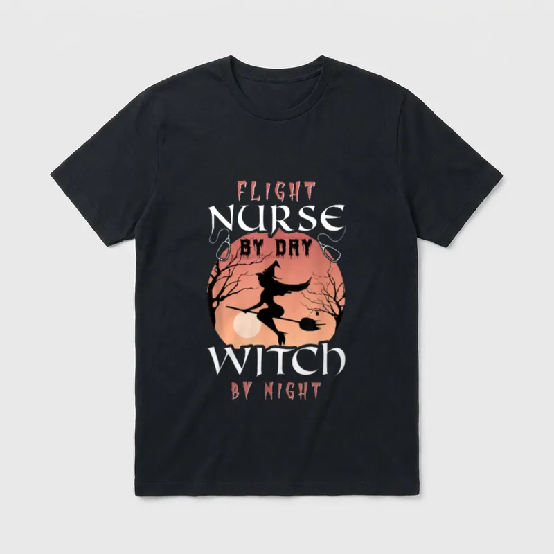 Flight Nurse by Day Witch Night T-Shirt – Classic T-Shirt in Black