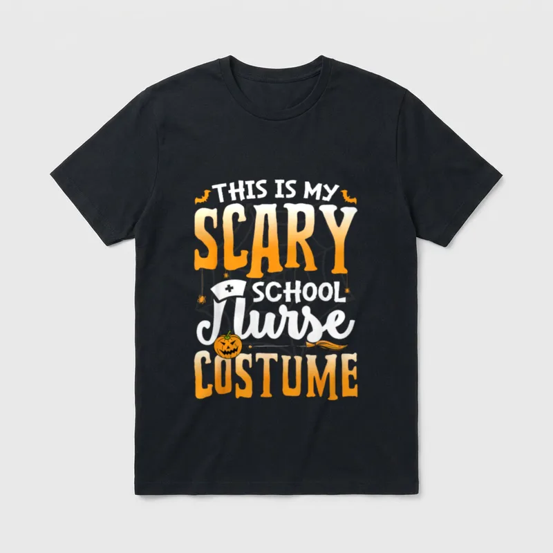 This Is My Scary School Nurse T-Shirt – Lettering reading THIS IS MY SCARY SCHOOL Nurse COSTUME – Classic T-Shirt in Black