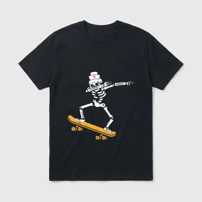 Dab Skeleton Nurse Skateboard Costume T-Shirt – Classic T-Shirt in Black