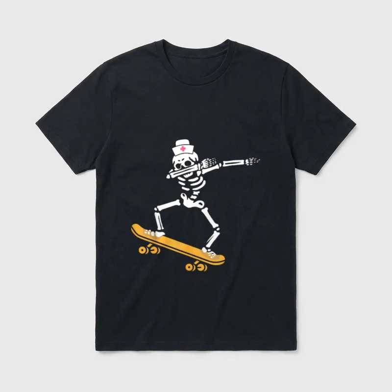 Dab Skeleton Nurse Skateboard Costume T-Shirt – Classic T-Shirt in Black