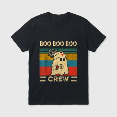 Boo Boo Crew Nurse Ghost Vintage T-Shirt – Classic T-Shirt in Black