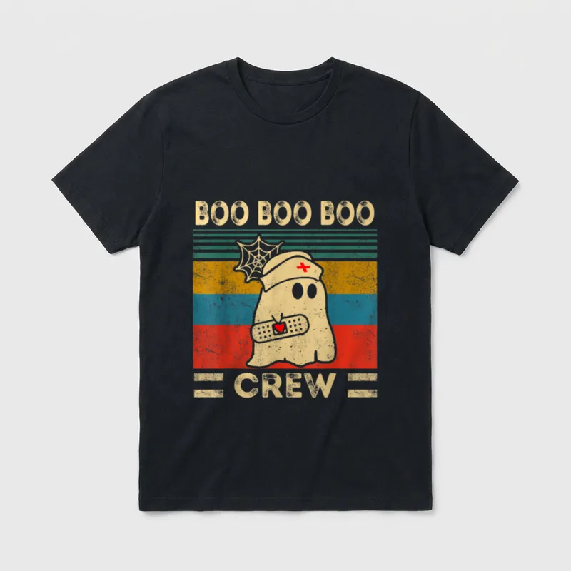 Boo Boo Crew Nurse Ghost Vintage T-Shirt – Classic T-Shirt in Black